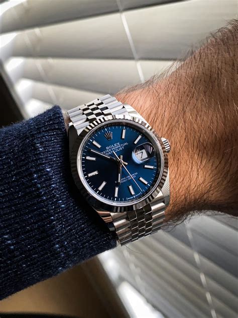 rolex 36mm datejust oyster bracelet with fluted bezel|rolex datejust 41mm blue dial.